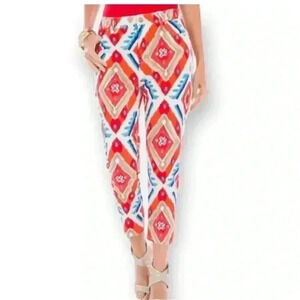 Chico’s Ikat red‎ Print Platinum Crop Pants Size 3 XL 16